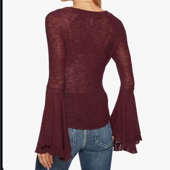 NWT Free People Free People Soo Dramatic Long Sleeve Top Plum Size M NEW - Picture 7 of 13